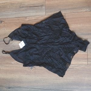 Free People Black Lace Bodysuit, NWT Size Small